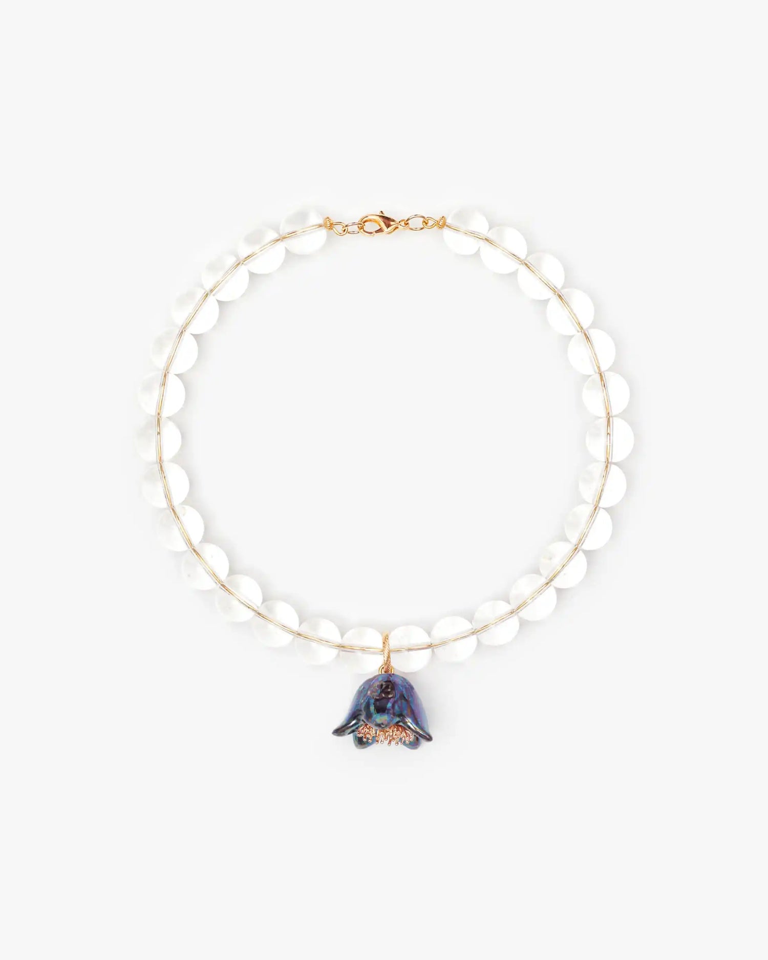Polysk Necklace with Crystal and Blue Bellflower