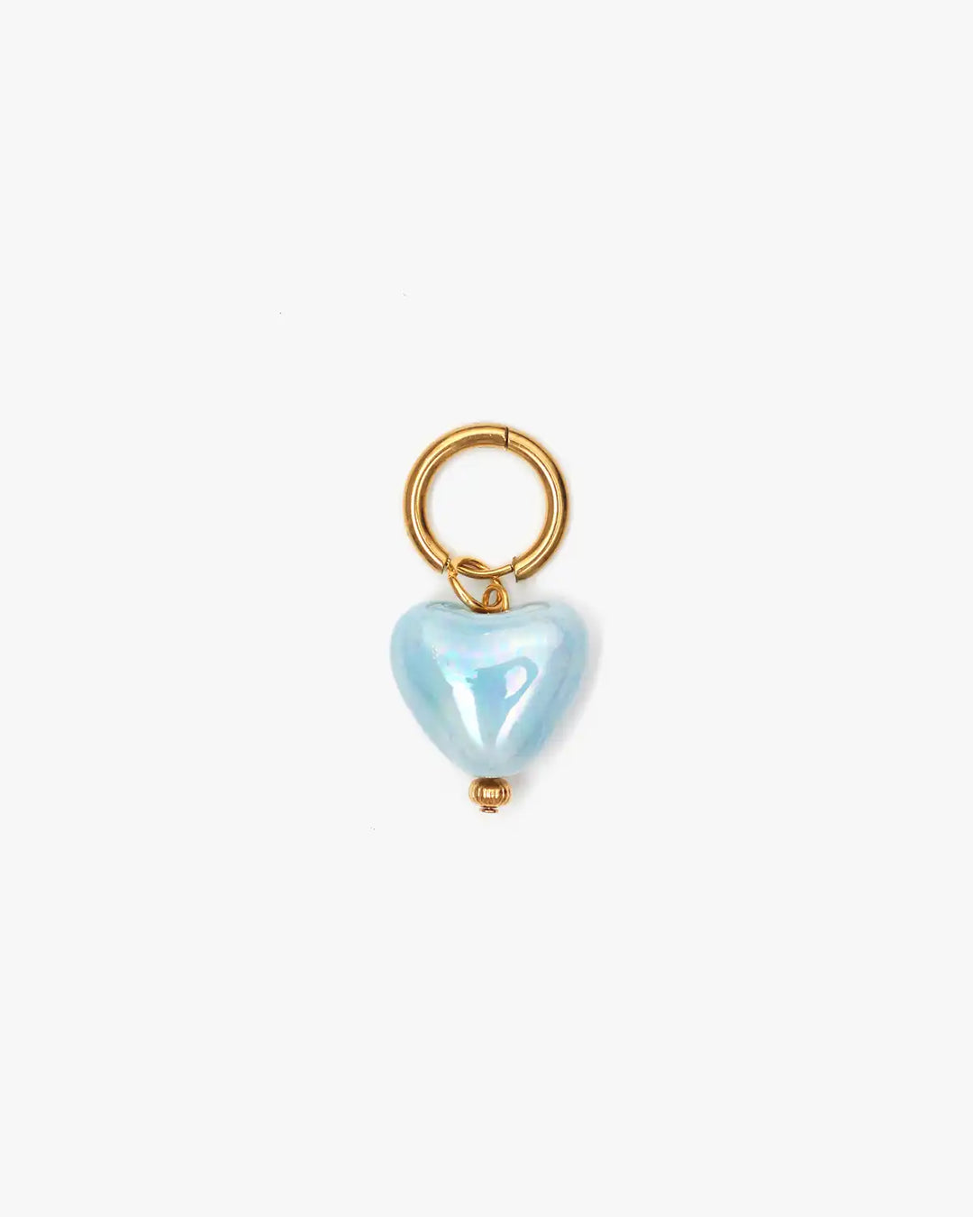 SKARB single earring with a small sky-blue heart