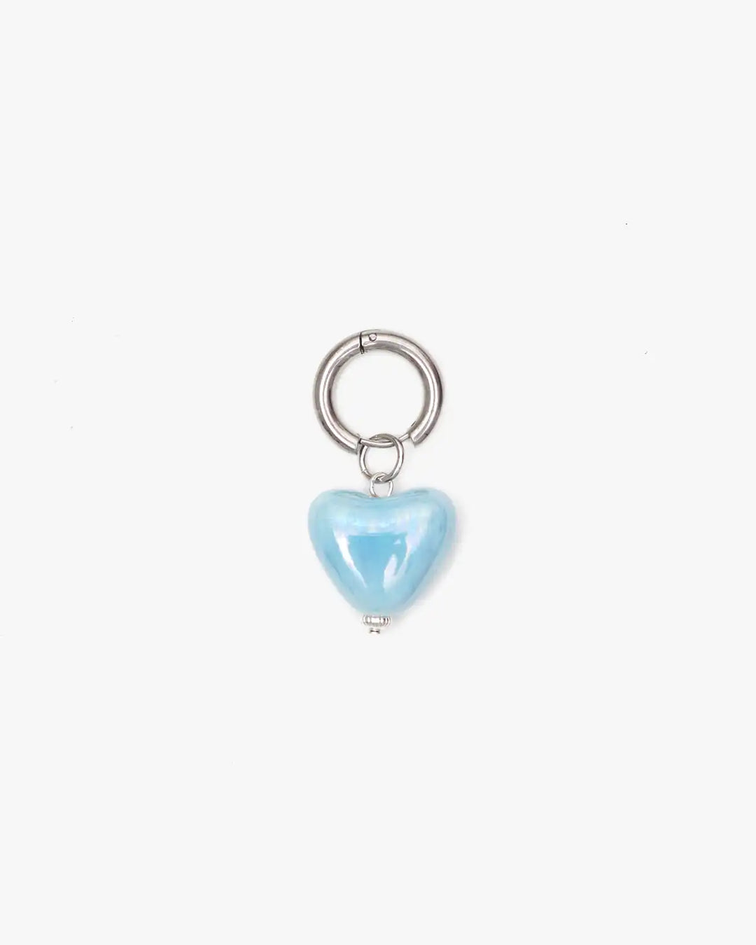 SKARB single earring with a small sky-blue heart