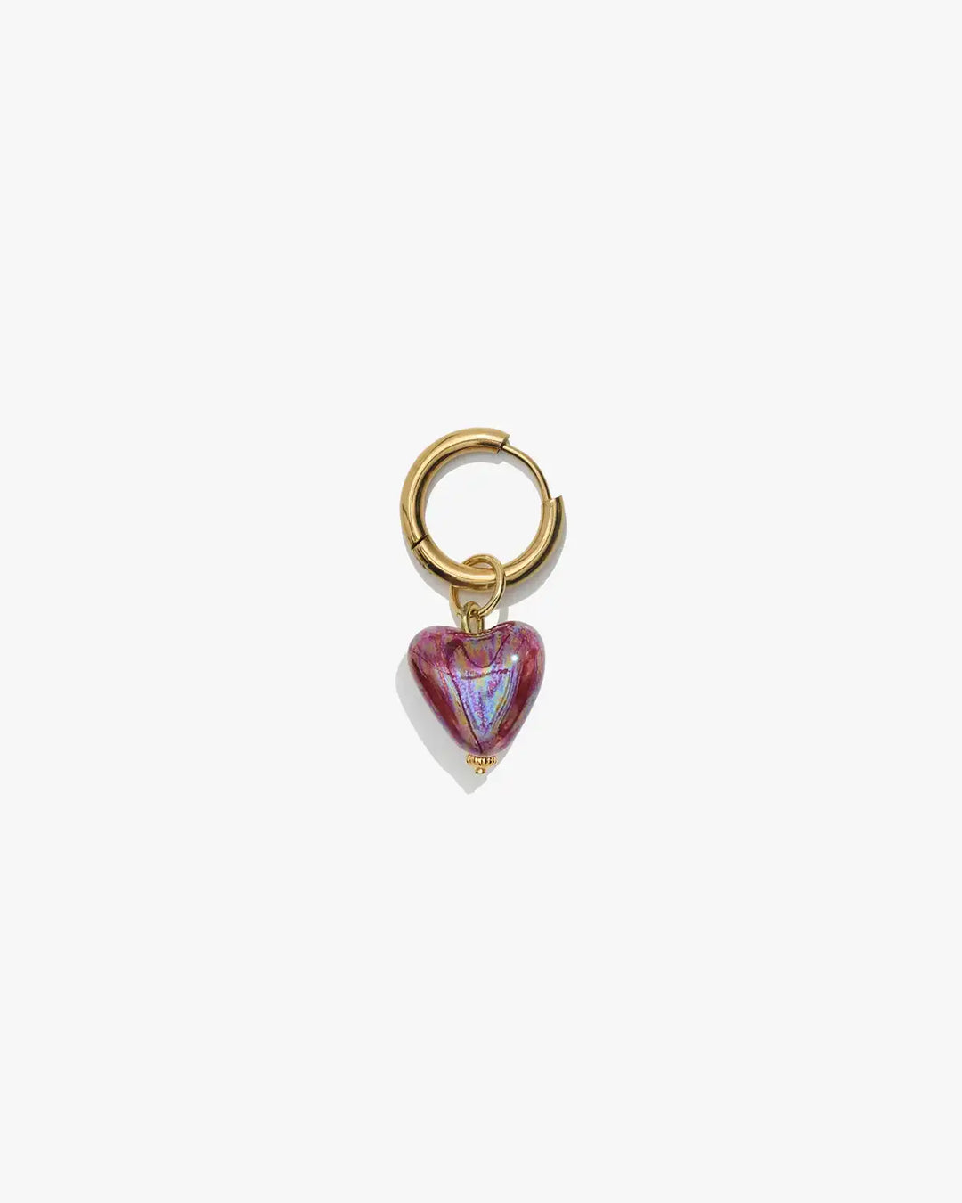 SKARB single earring with a small burgundy heart