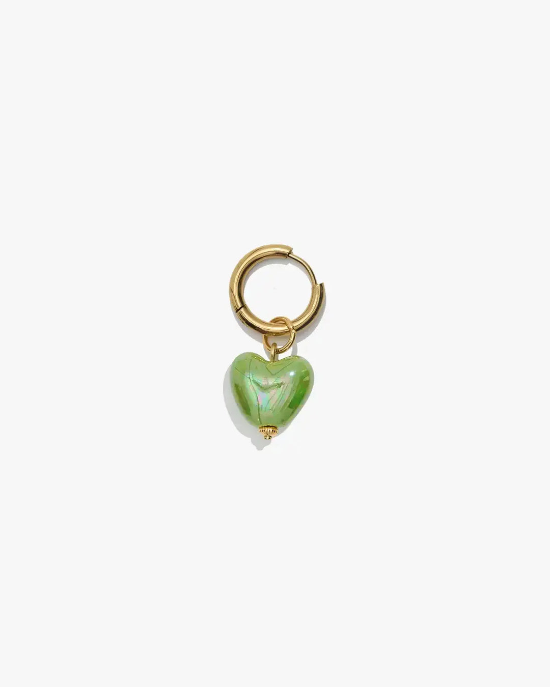 SKARB single earring with a small green heart
