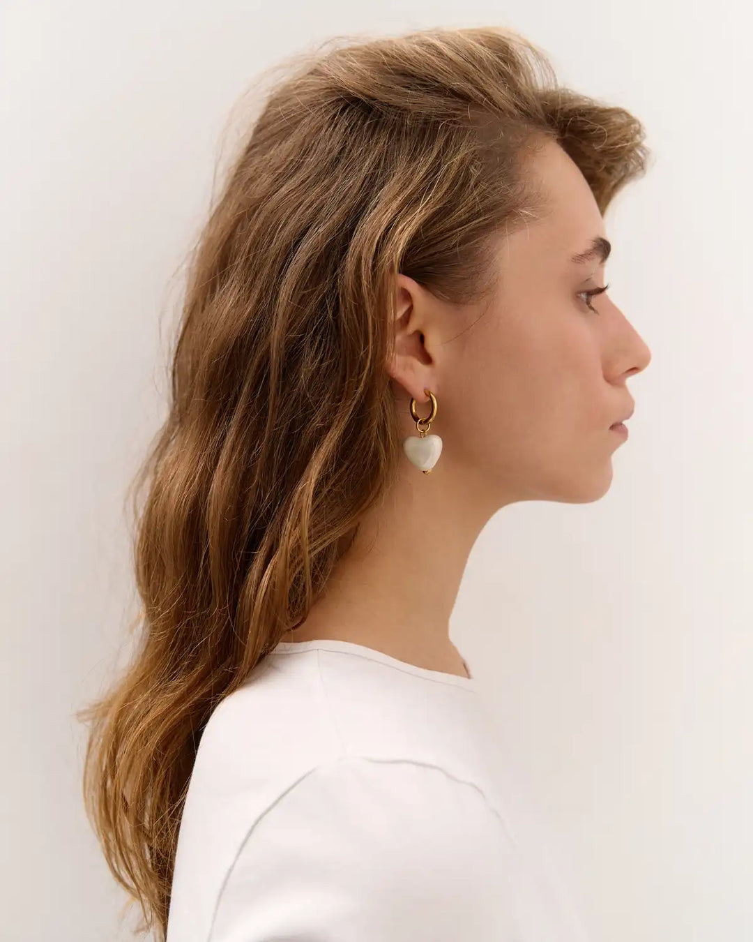 Skarb Small Lustre-Coated Heart Single Earring