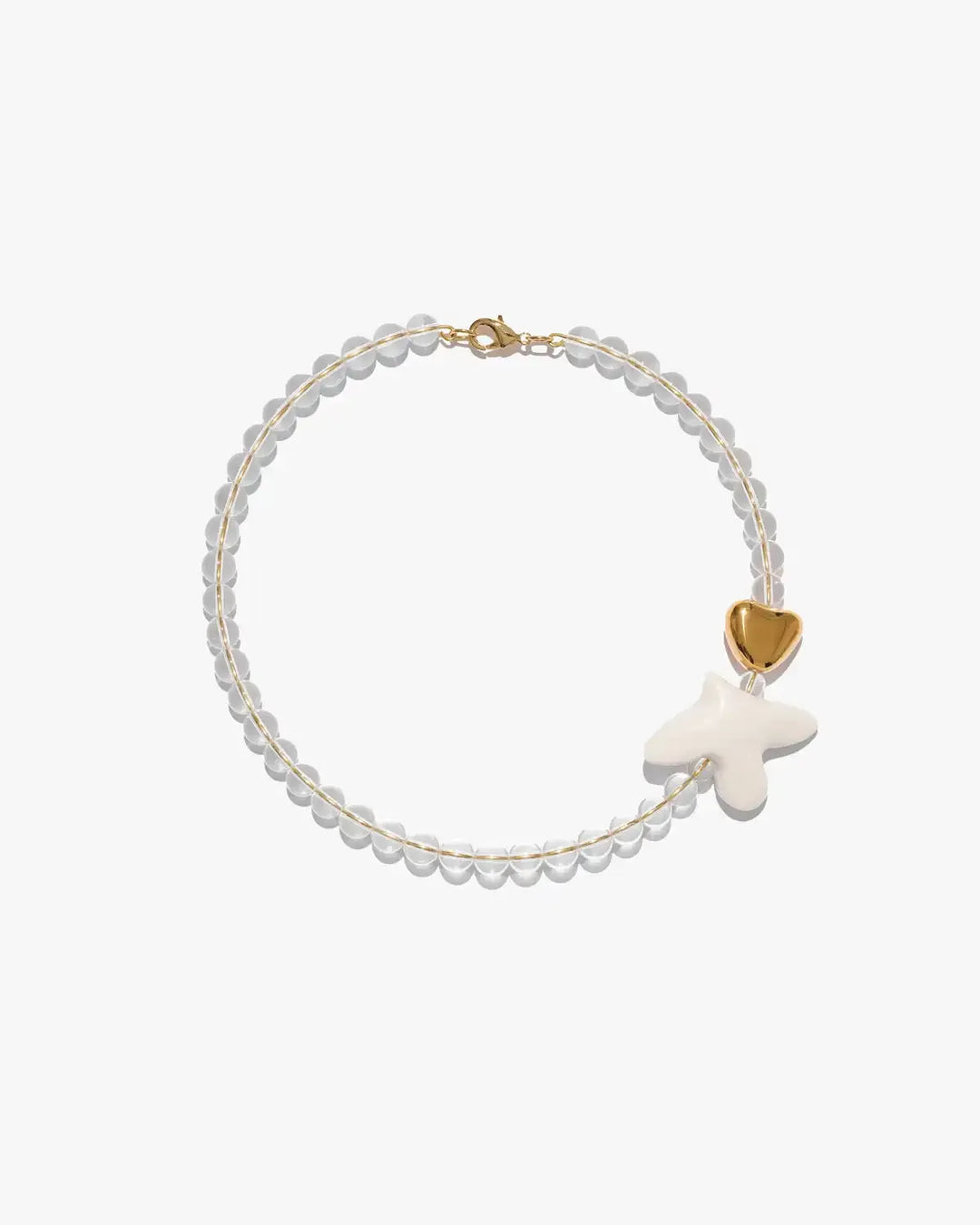 Кольє SKARB з кришталем, золотим серцем і пташкою