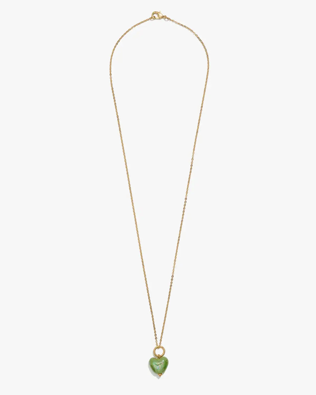 SKARB pendant with a small green heart on a chain