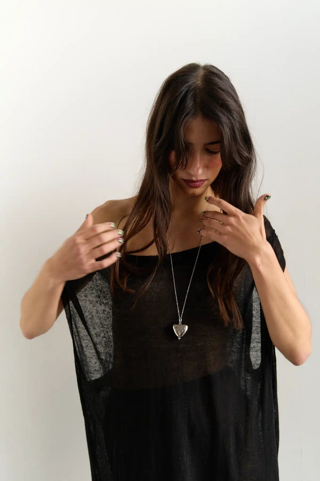 Skarb Platinum-Coated Heart Pendant