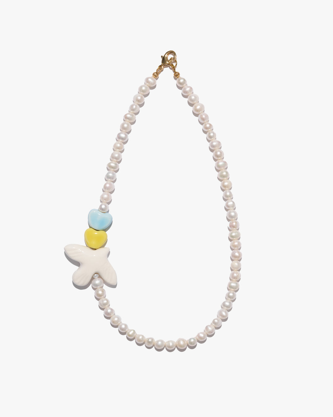 Кольє FREEDOM з пташкою, жовтим та блакитним серцем