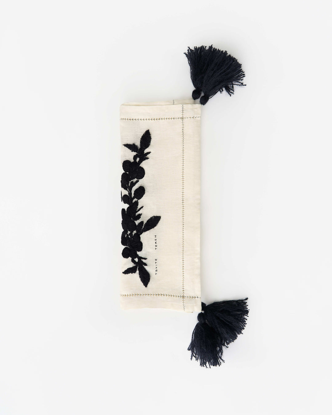 Vita Table Runner with Hand-Embroided Blackthorn Berries