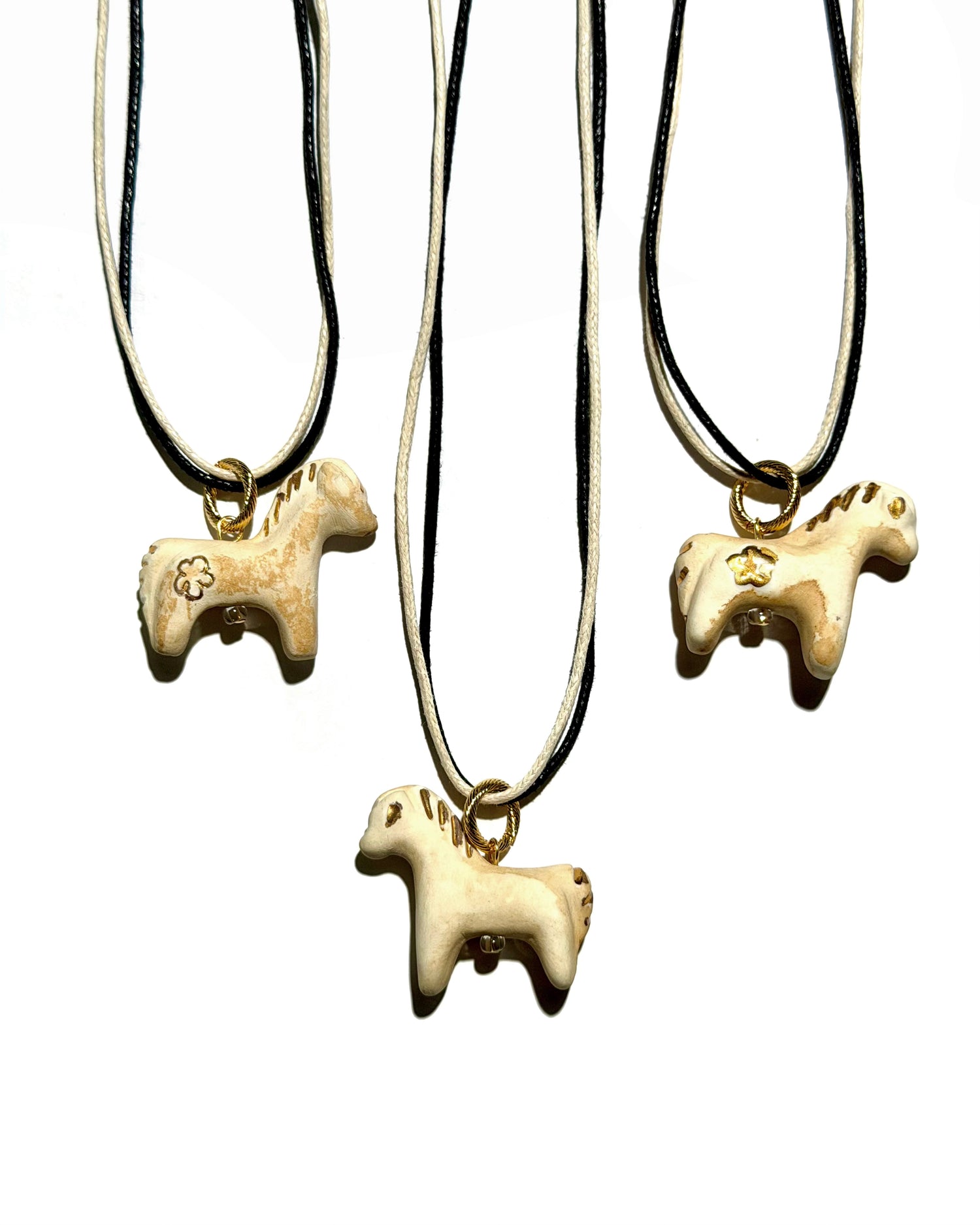 LIULI WABI-SABI Pendant with Milk-Fired Ceramic Horse on a Cord