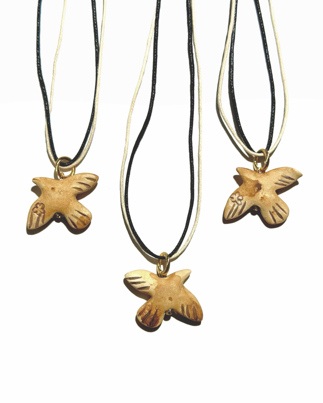 MYRNI WABI-SABI Pendant with Milk-Fired Ceramic Bird on a Cord