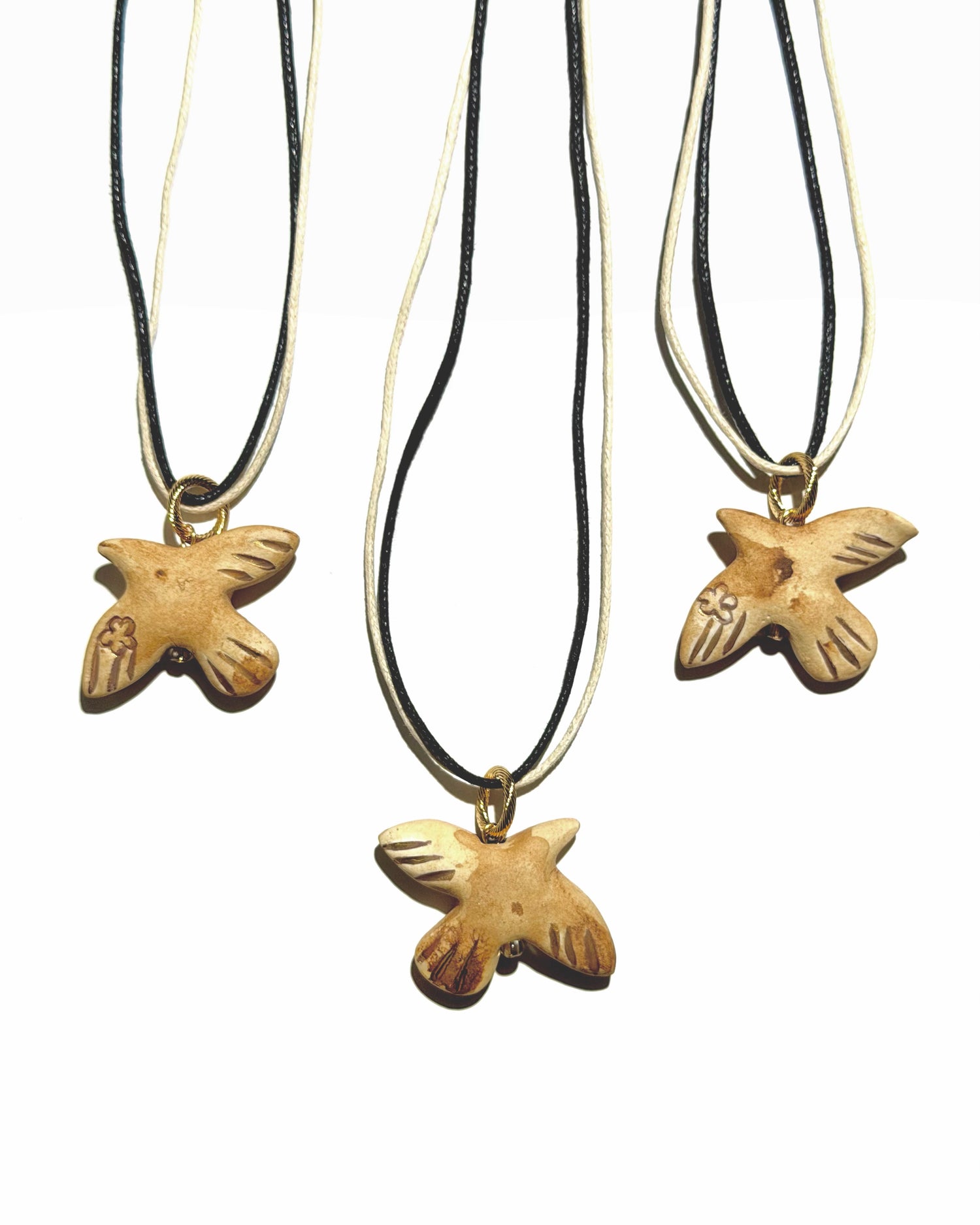MYRNI WABI-SABI Pendant with Milk-Fired Ceramic Bird on a Cord