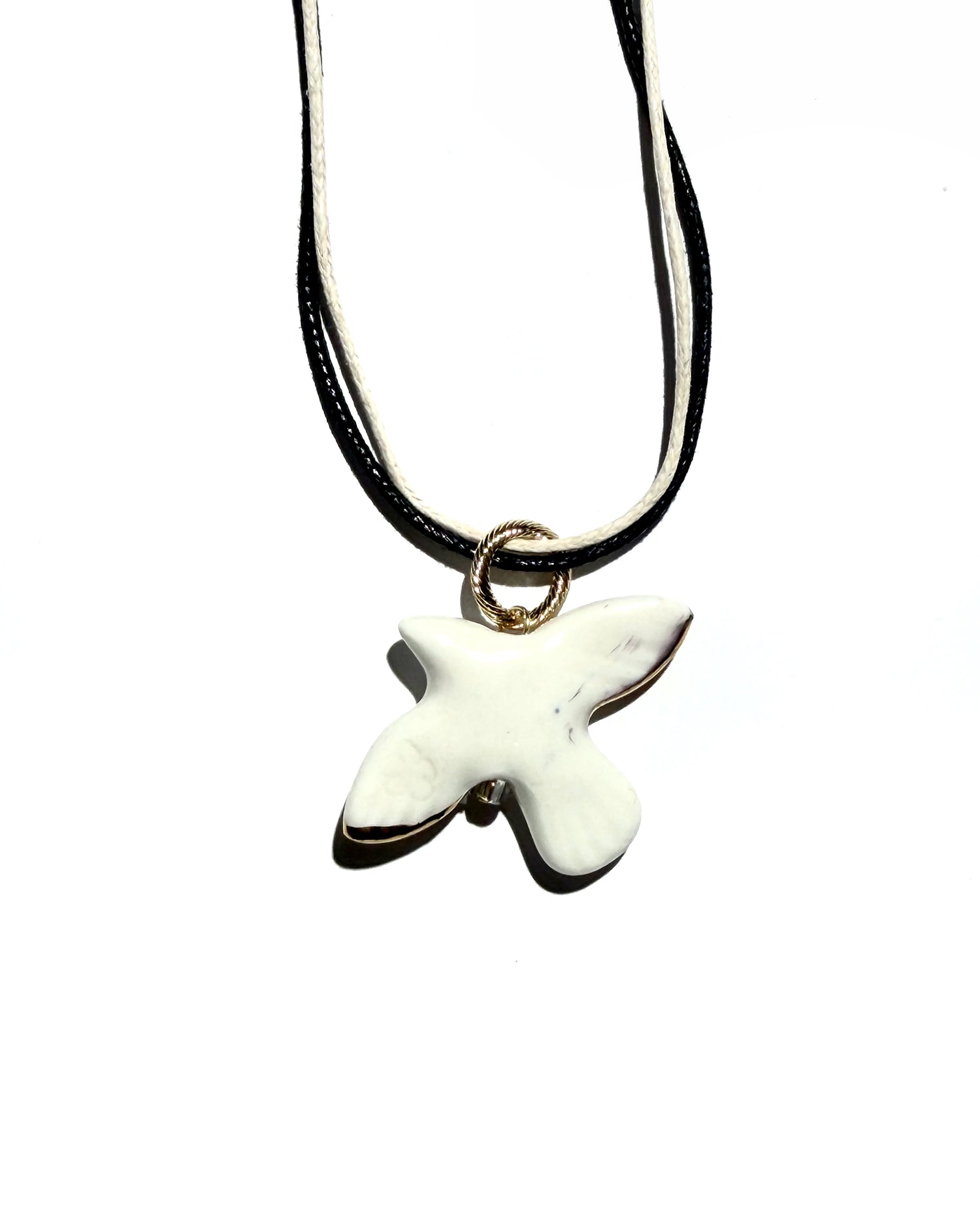 MYRNI WABI-SABI Bird Pendant with Golden Wings on a Cord