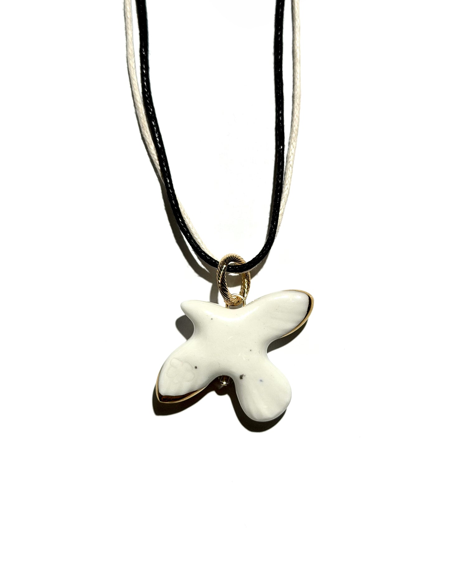 MYRNI WABI-SABI Bird Pendant with Golden Wings on a Cord