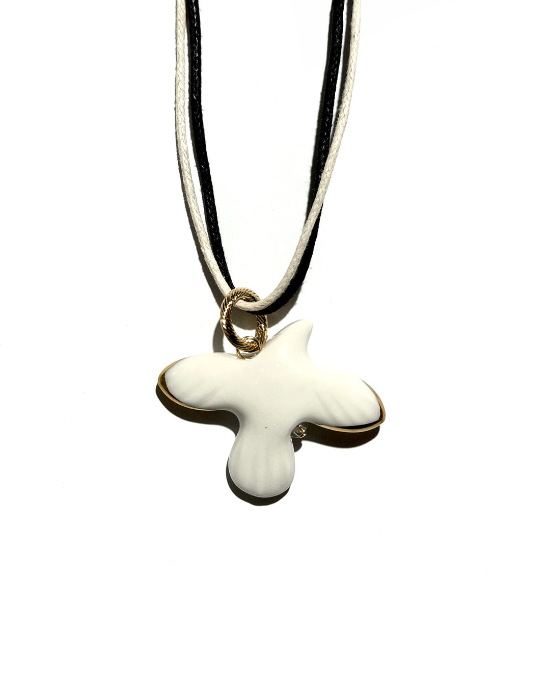 Pendentif MYRNI WABI-SABI oiseau aux ailes dorées sur cordon