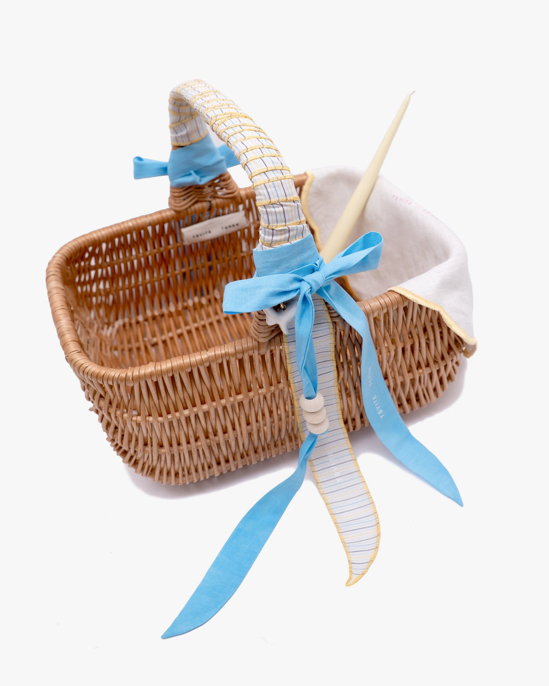 Basket KOLO large with blue ribbons