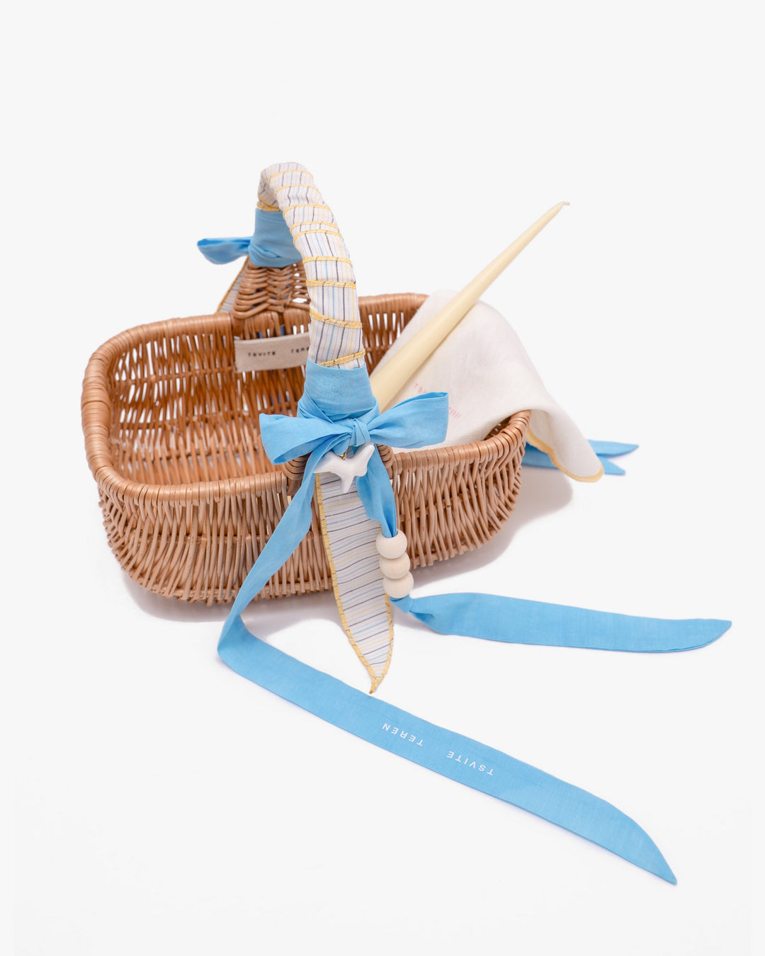 Basket KOLO medium with blue ribbons