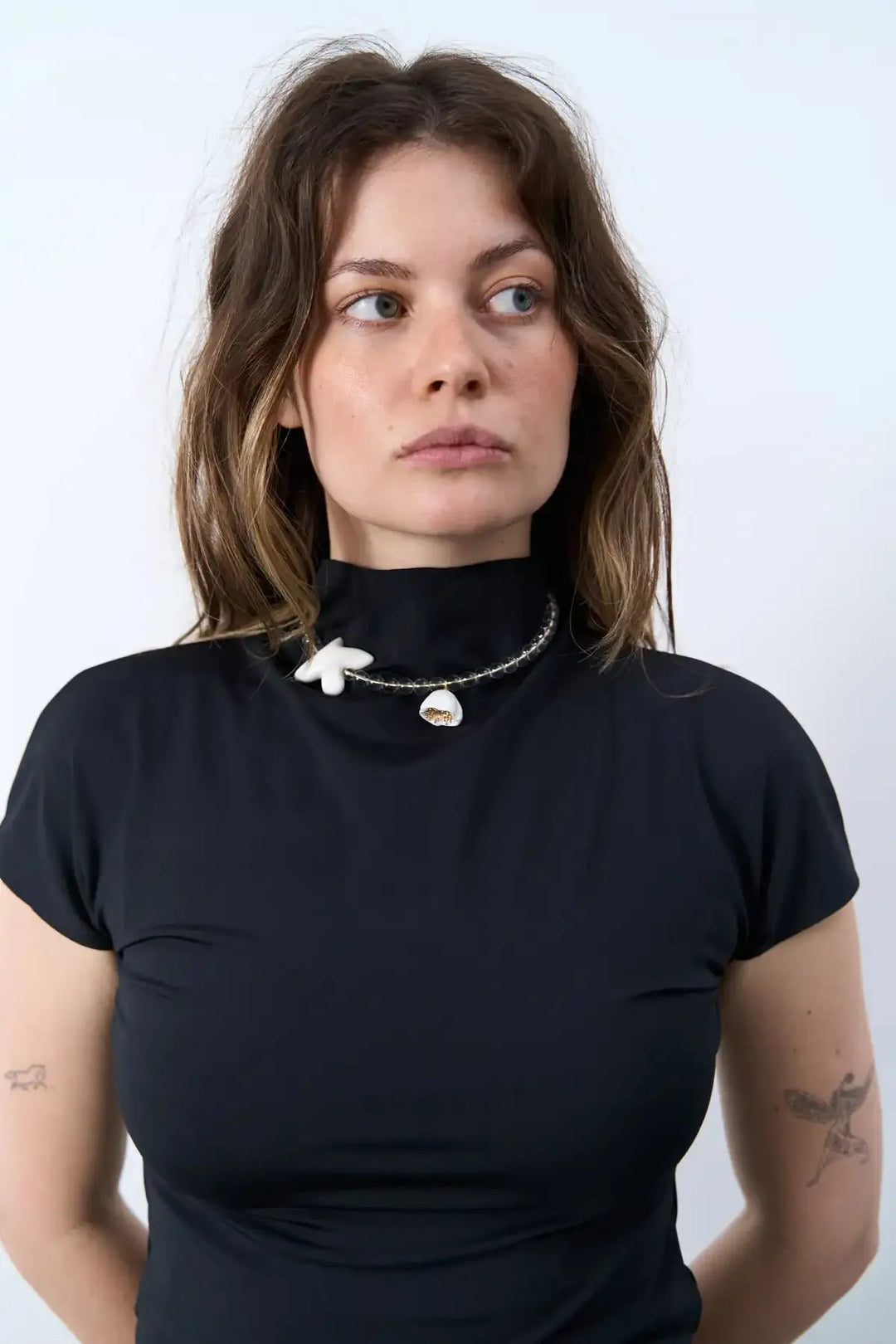 Polysk Necklace with Crystal, Bird and Poppy