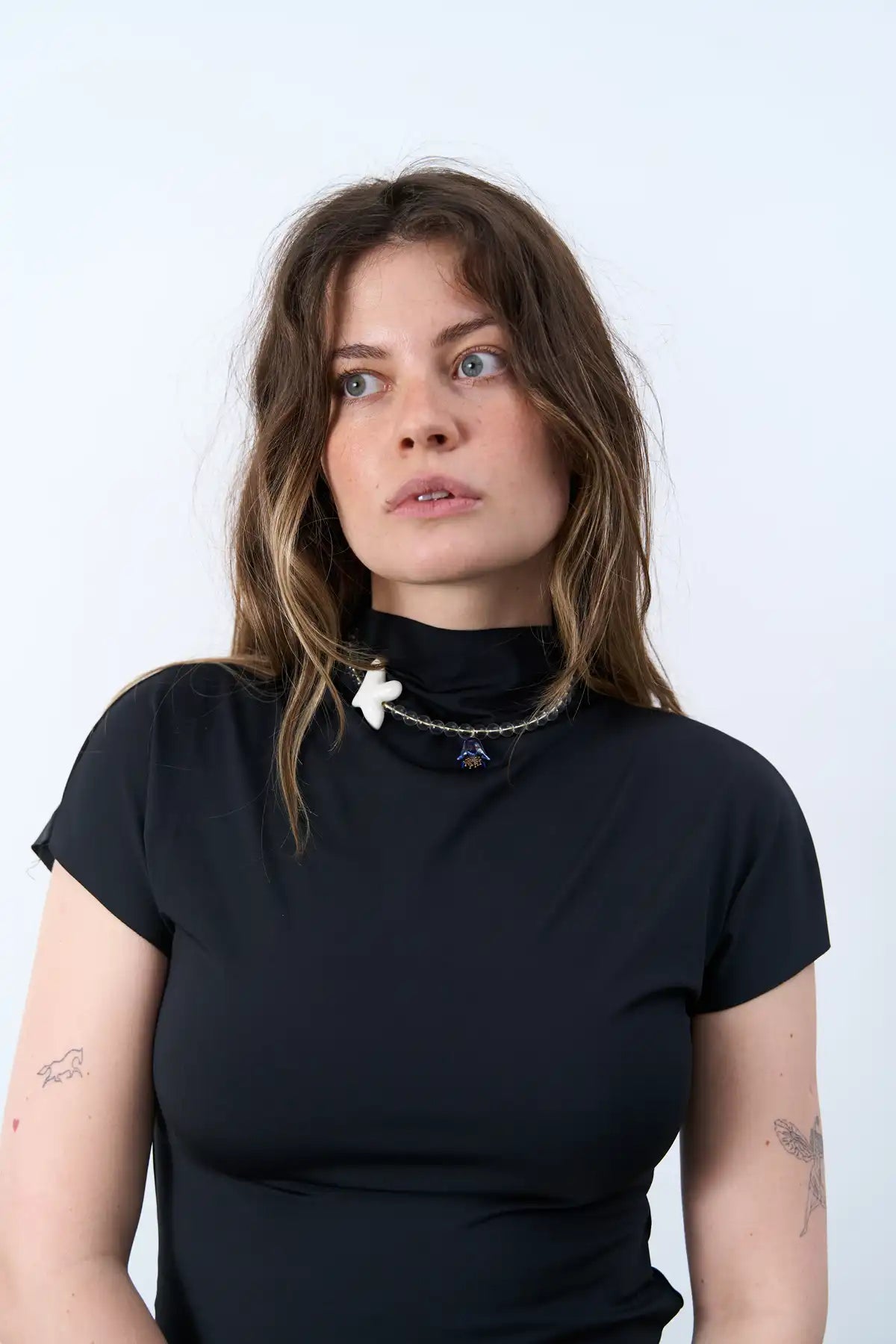 Polysk Necklace with Crystal, Bird and Blue Bellflower