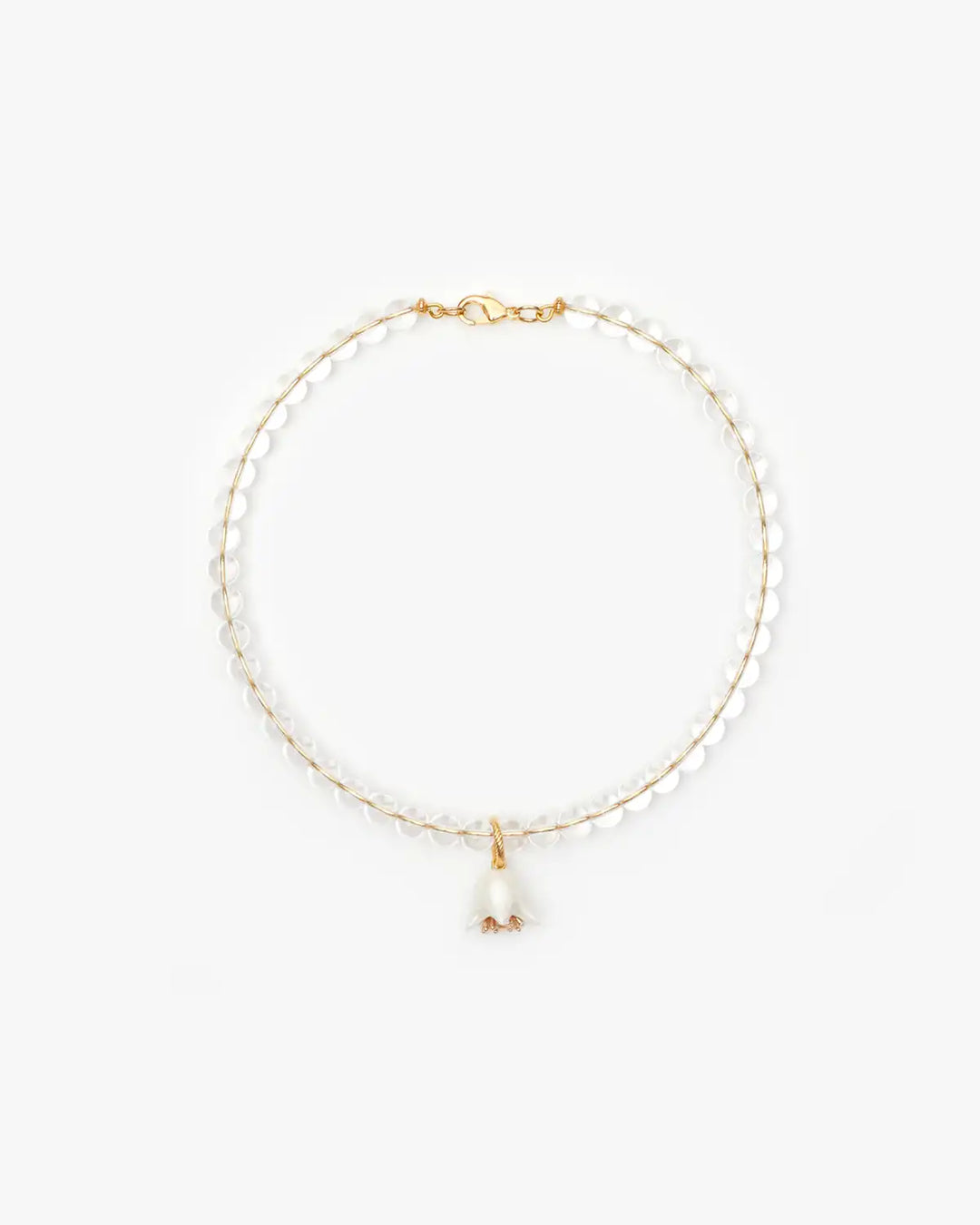Polysk Necklace with Crystal and Small White Bellflower