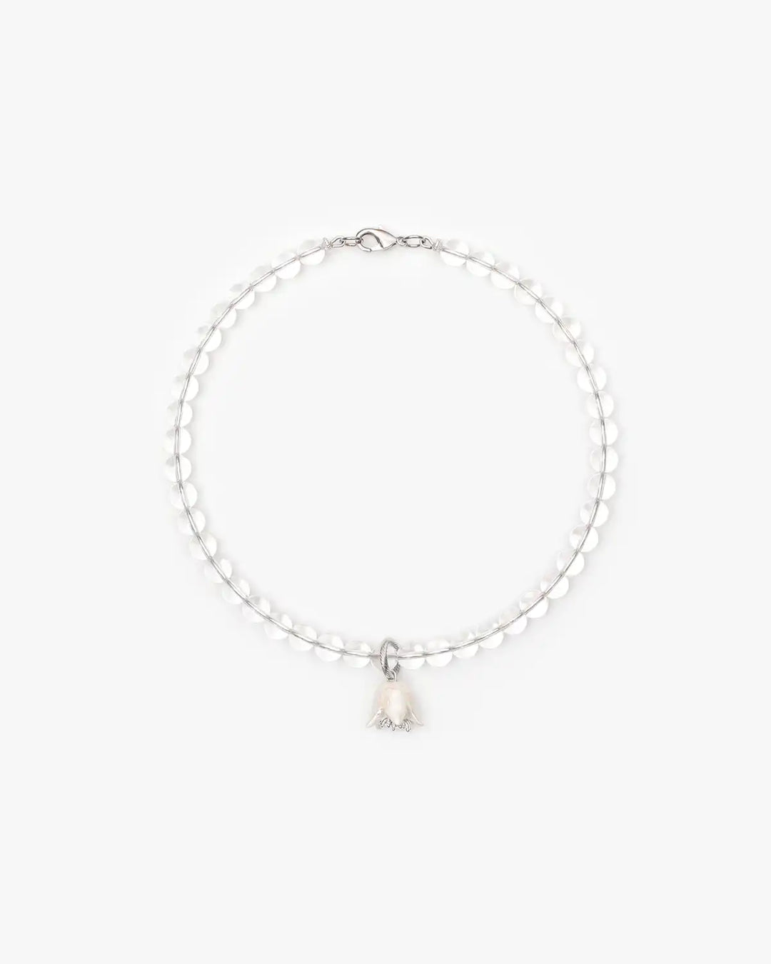 Polysk Necklace with Crystal and Small White Bellflower