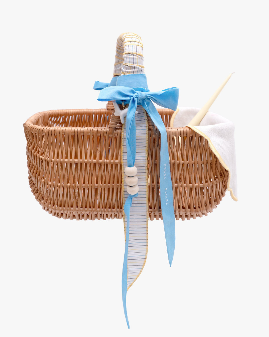 Basket KOLO large with blue ribbons