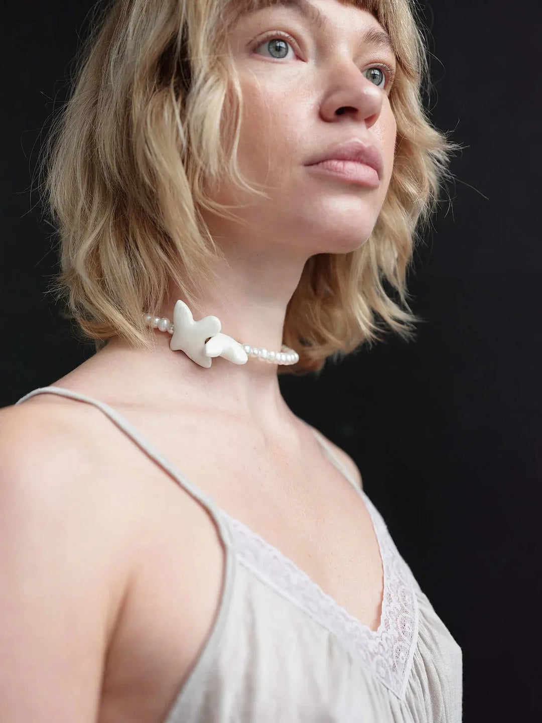 Myrni Necklace with Medium Pearls and Birds