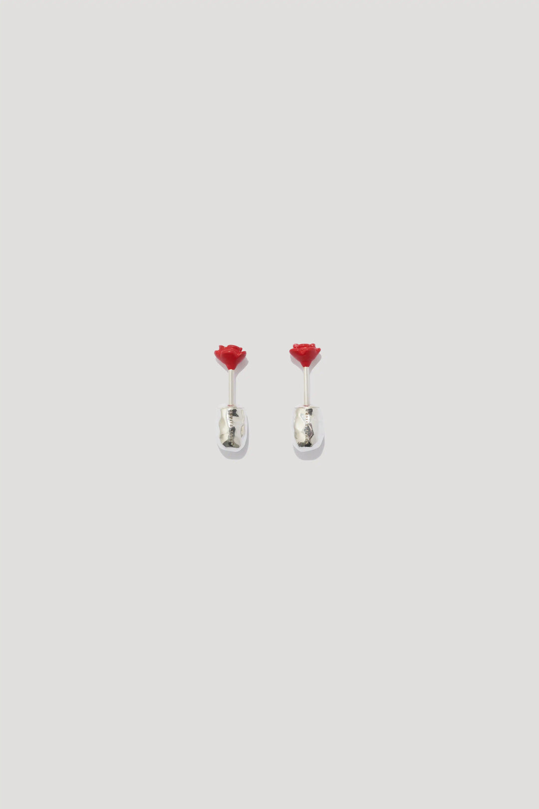 BABY ROSE stud earrings in red enamel