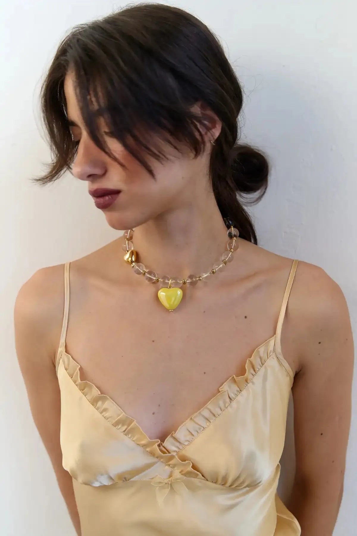 SKARB necklace with crystal and yellow heart