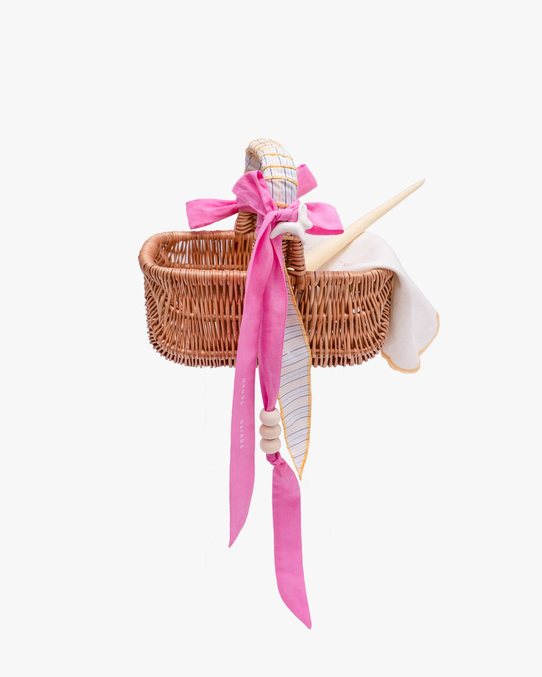 Великодній кошик KOLO малий з рожевими стрічками