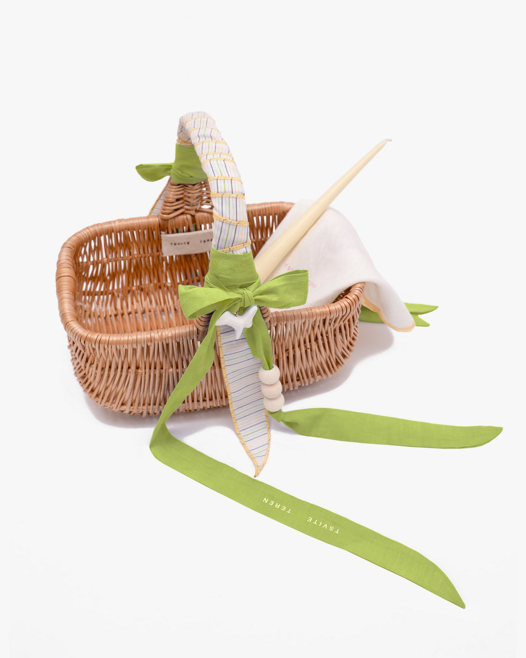 Великодній кошик KOLO середній з зеленими стрічками