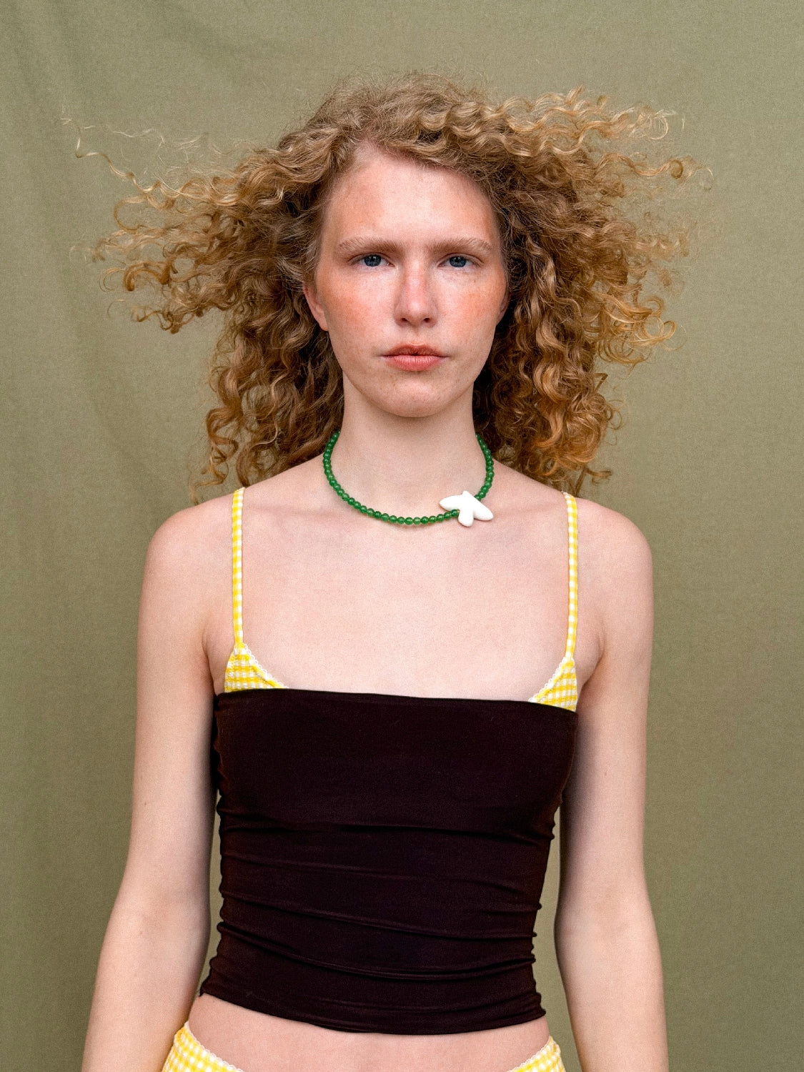 MYRNI necklace with jade and bird
